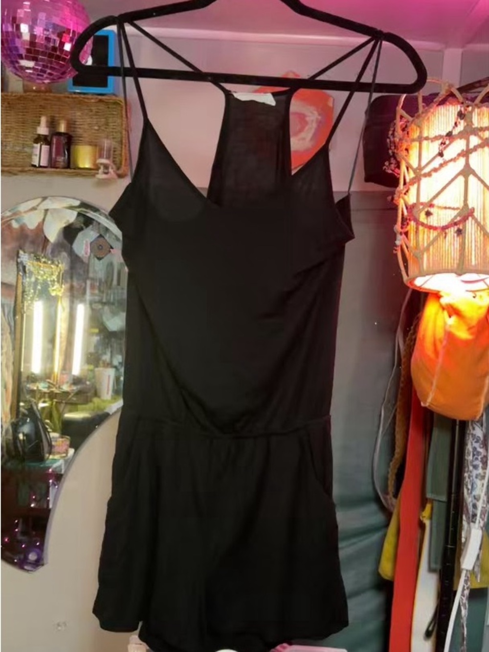 Excuse Me I Have To Go Be Awesome Super Soft Strappy Black Romper Size Small